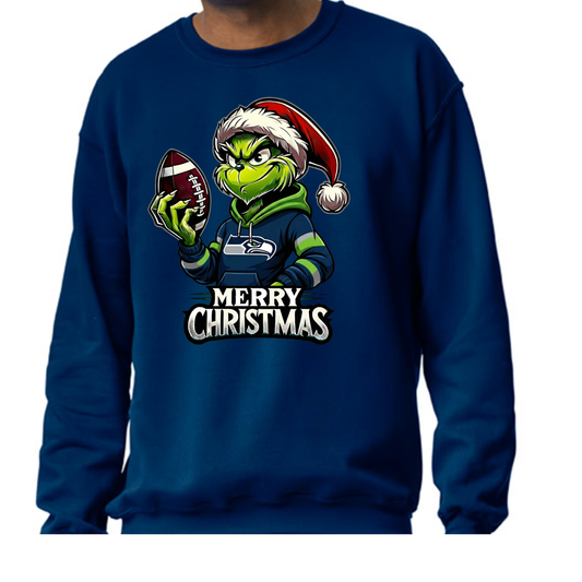 Seahawks Grinch Merry Christmas-Crew Neck