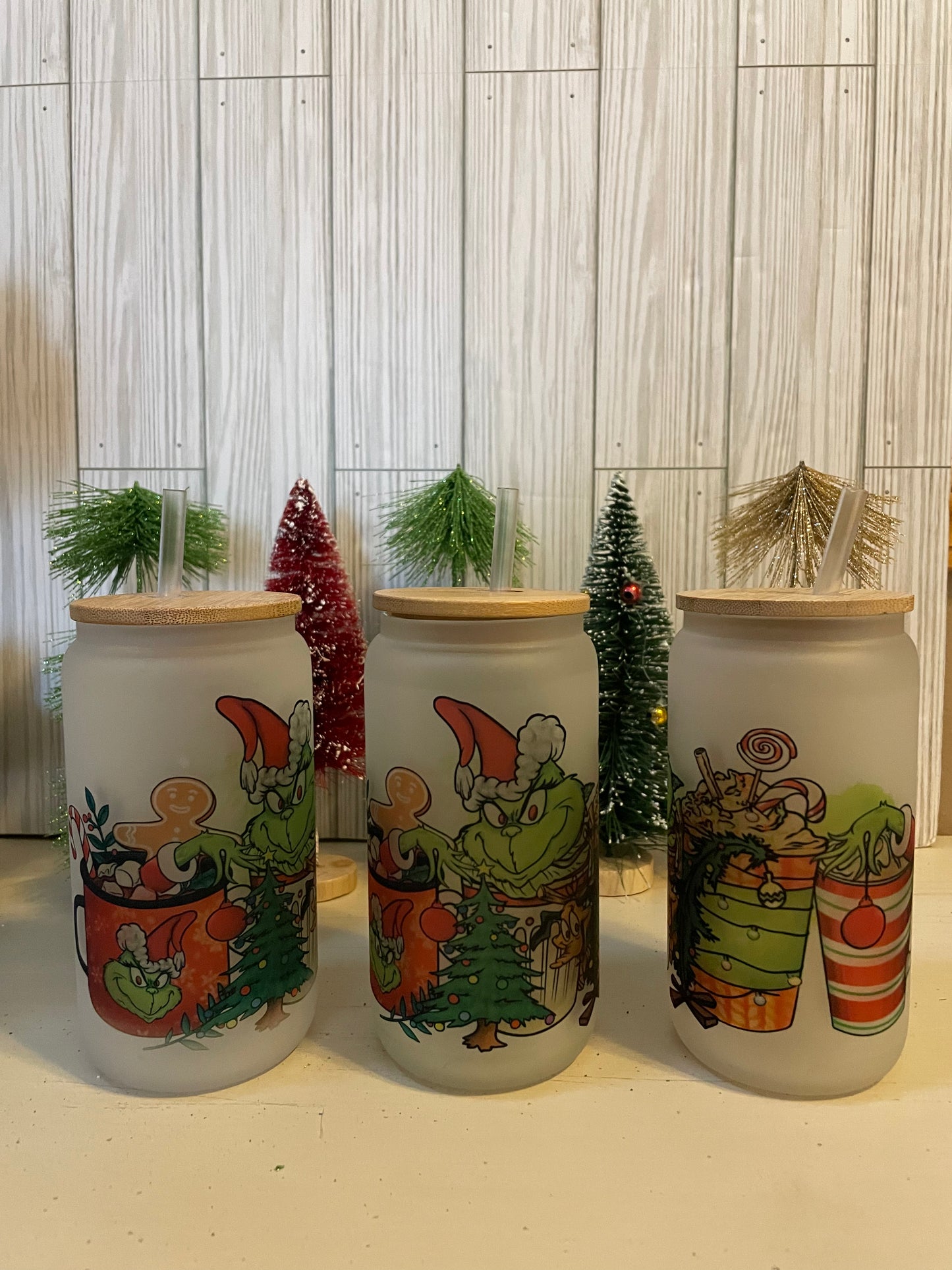 The Grinch Frosted Glass Cup