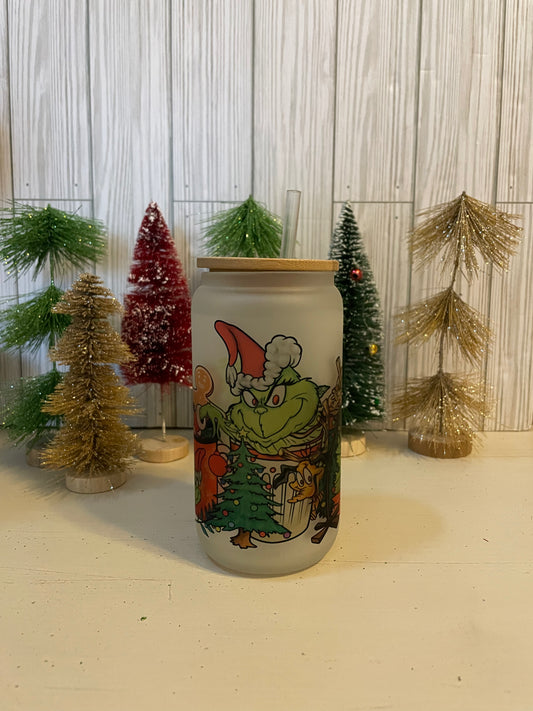 The Grinch Frosted Glass Cup