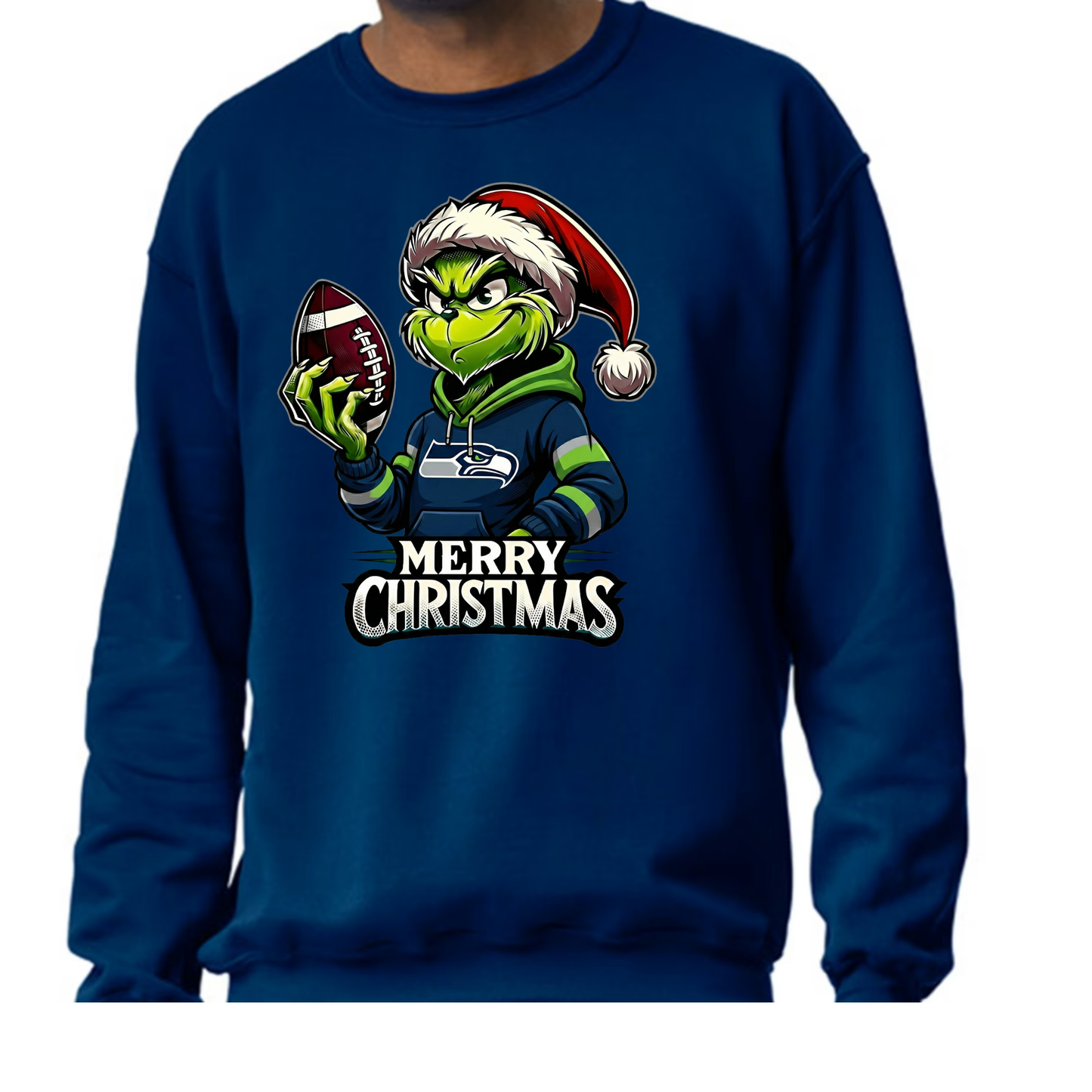 Seahawks Grinch Merry Christmas-Crew Neck