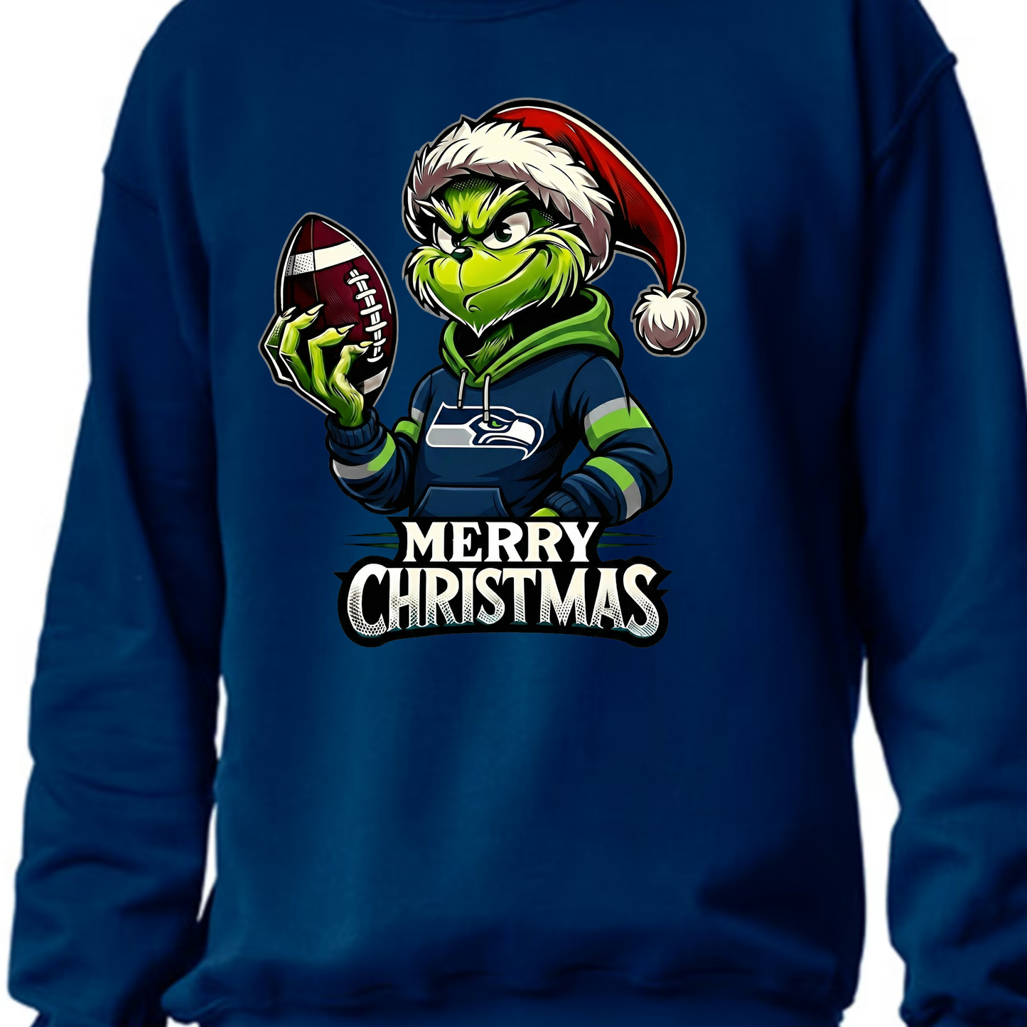 Seahawks Grinch Merry Christmas-Crew Neck