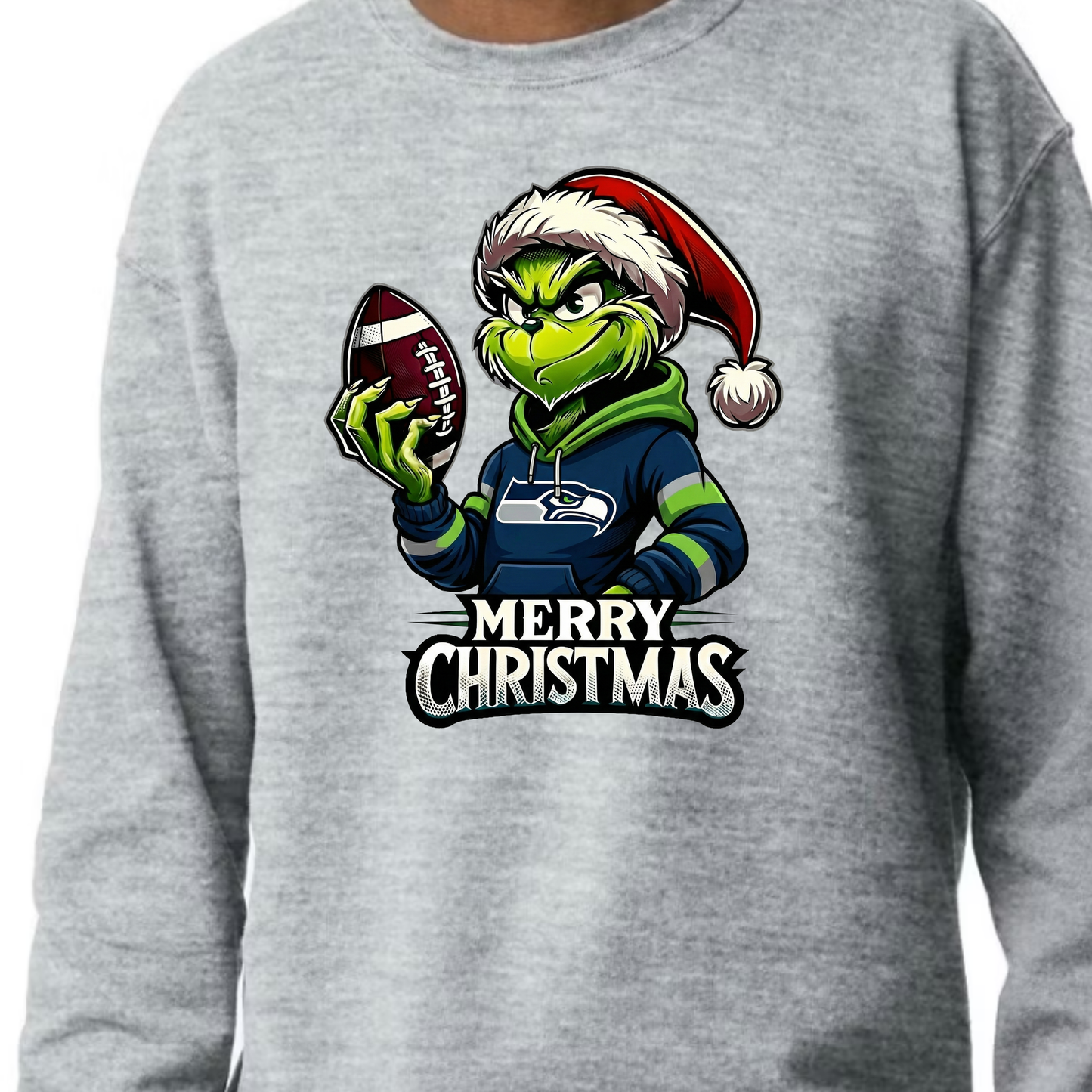 Seahawks Grinch Merry Christmas-Crew Neck