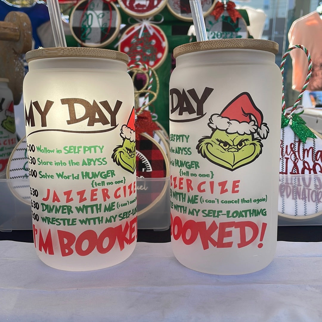 My Day Grinch Frosted  Glass Cup